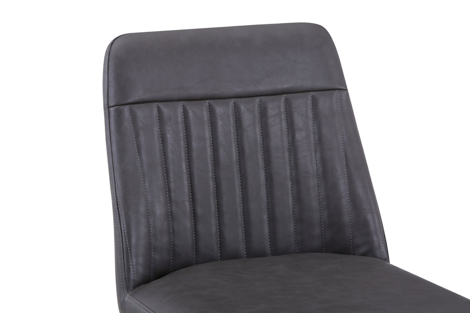 Vintage Grey Leather Bar Stool (Pack of Two)