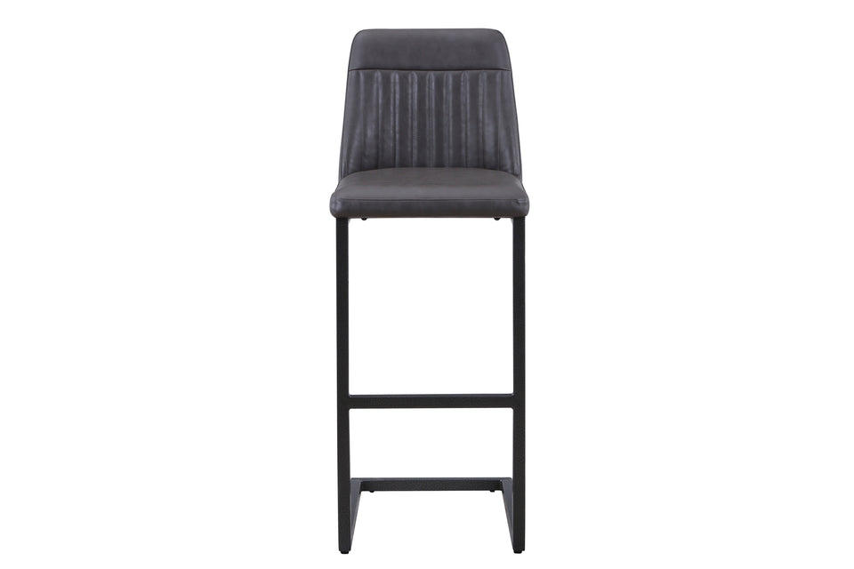 Vintage Grey Leather Bar Stool (Pack of Two)