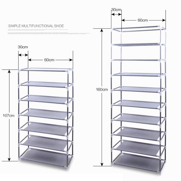 Fashionable Room-saving 9 Lattices Non-woven Fabric Shoe Rack Grey