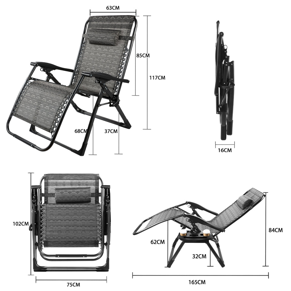 Lavish Kitchen Isle Sun Lounger Recliner Beach Chair Patio Lounger- Grey