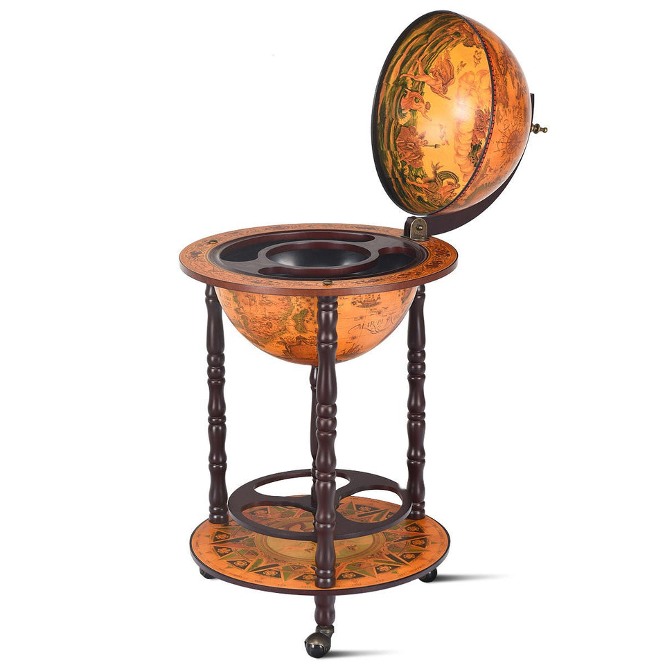 Italian Styled, Globe Drinks Cabinet with Wheels-COSTWAY
