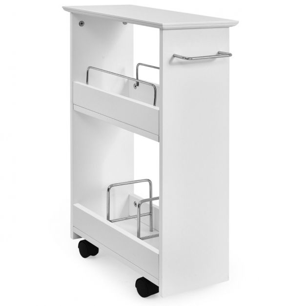 Lavish Home Kitchen or Bathroom Storage Cabinet with 3 Open Shelves, White