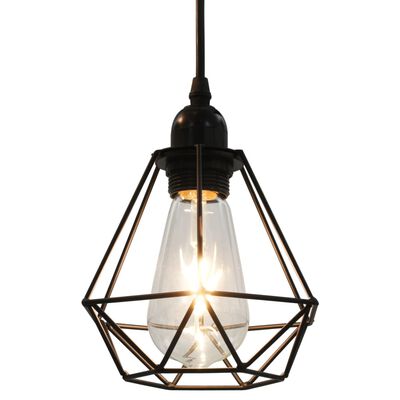 Pendant Ceiling Lamp with Diamond Design Black 3 x E27 Bulbs