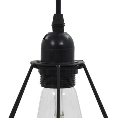 Pendant Ceiling Lamp with Diamond Design Black 3 x E27 Bulbs