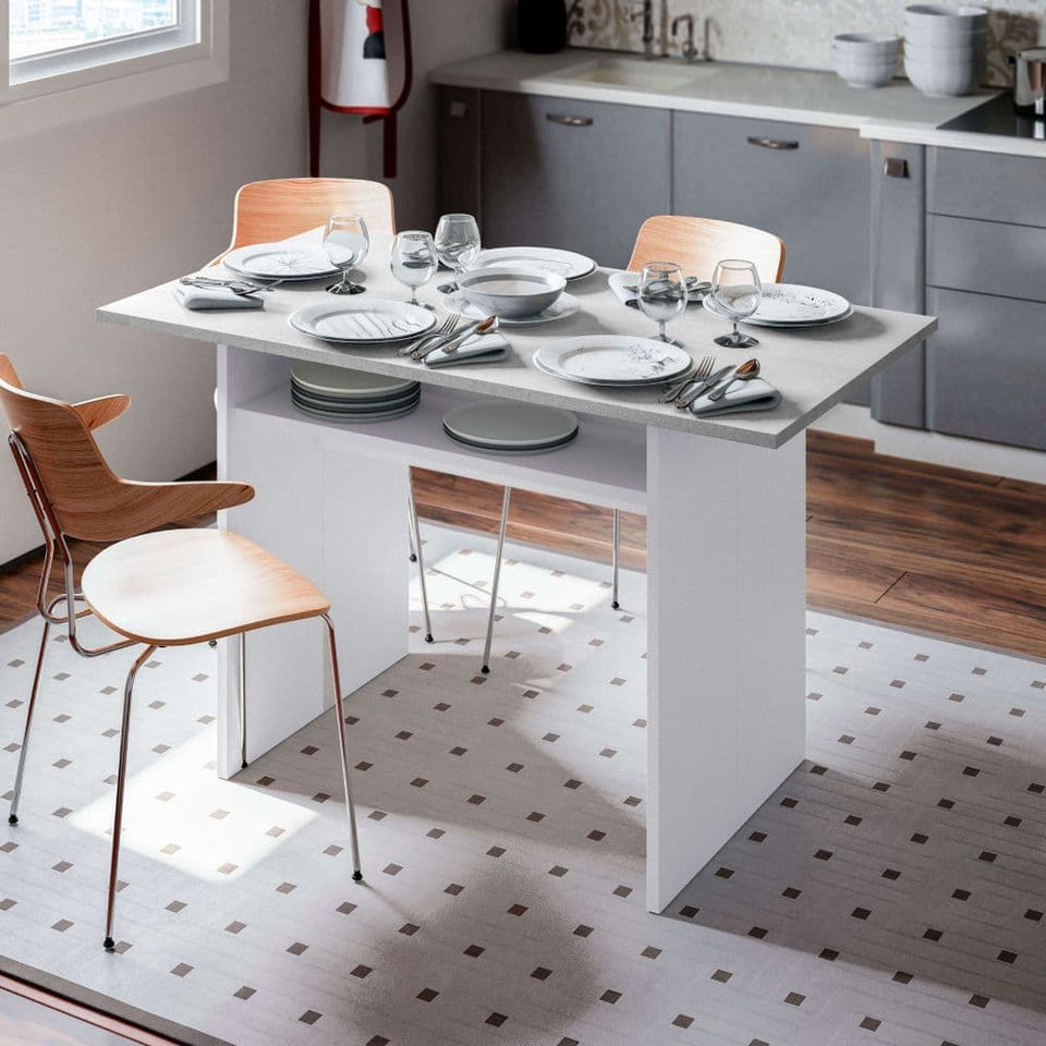Extending Folding Breakfast Bar Kitchen Table – Grey White Space Saving Dining - Lavish Kitchen Isle