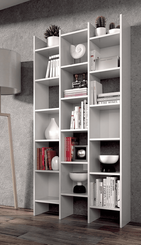 Lavish Kitchen Isle Modern Bookcase Triple Bookshelf White - Lavish Kitchen Isle