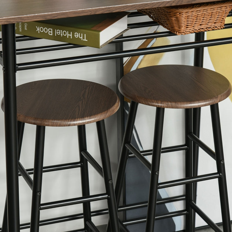 3-Piece Dining Kitchen Set with 1 Table and 2 Matching Chairs for Home Pub Cafe