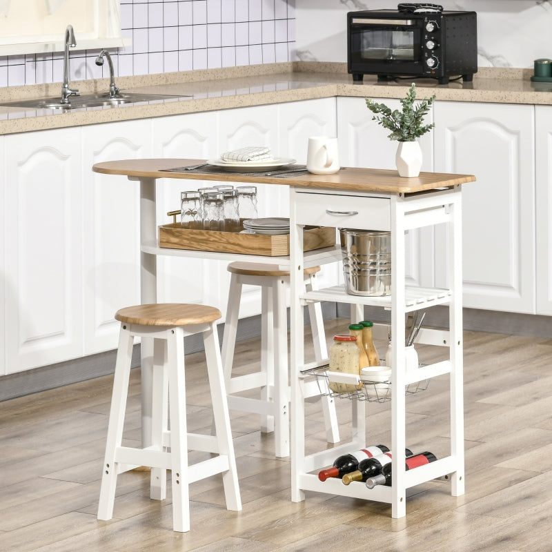 3 Piece Breakfast Bar table and Stools with Storage Shelf