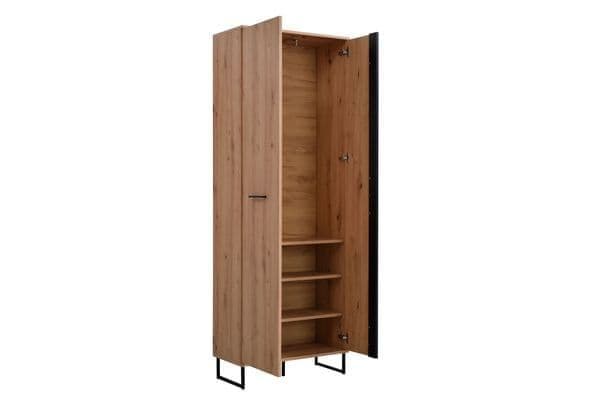 Thornelle Oak Effect Slim Wardrobe – Tall 2 Door Cupboard with Hanging Rail & Shelves, 70.5cm Wide Storage Unit for Bedroom or Hallway