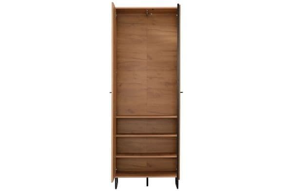 Thornelle Oak Effect Slim Wardrobe – Tall 2 Door Cupboard with Hanging Rail & Shelves, 70.5cm Wide Storage Unit for Bedroom or Hallway
