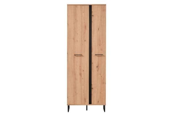 Thornelle Oak Effect Slim Wardrobe – Tall 2 Door Cupboard with Hanging Rail & Shelves, 70.5cm Wide Storage Unit for Bedroom or Hallway