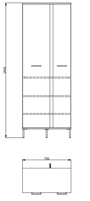 Thornelle Oak Effect Slim Wardrobe – Tall 2 Door Cupboard with Hanging Rail & Shelves, 70.5cm Wide Storage Unit for Bedroom or Hallway