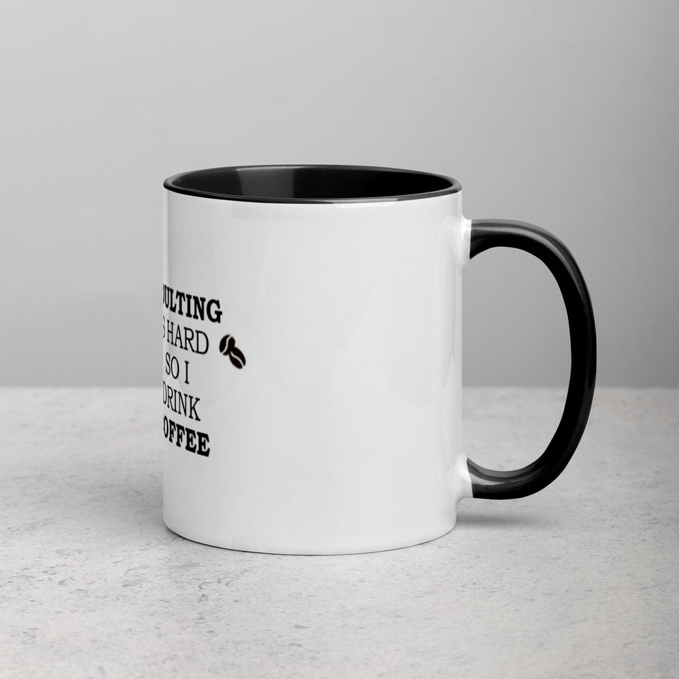 Adulting White Ceramic Mug with Dark Colour Inside