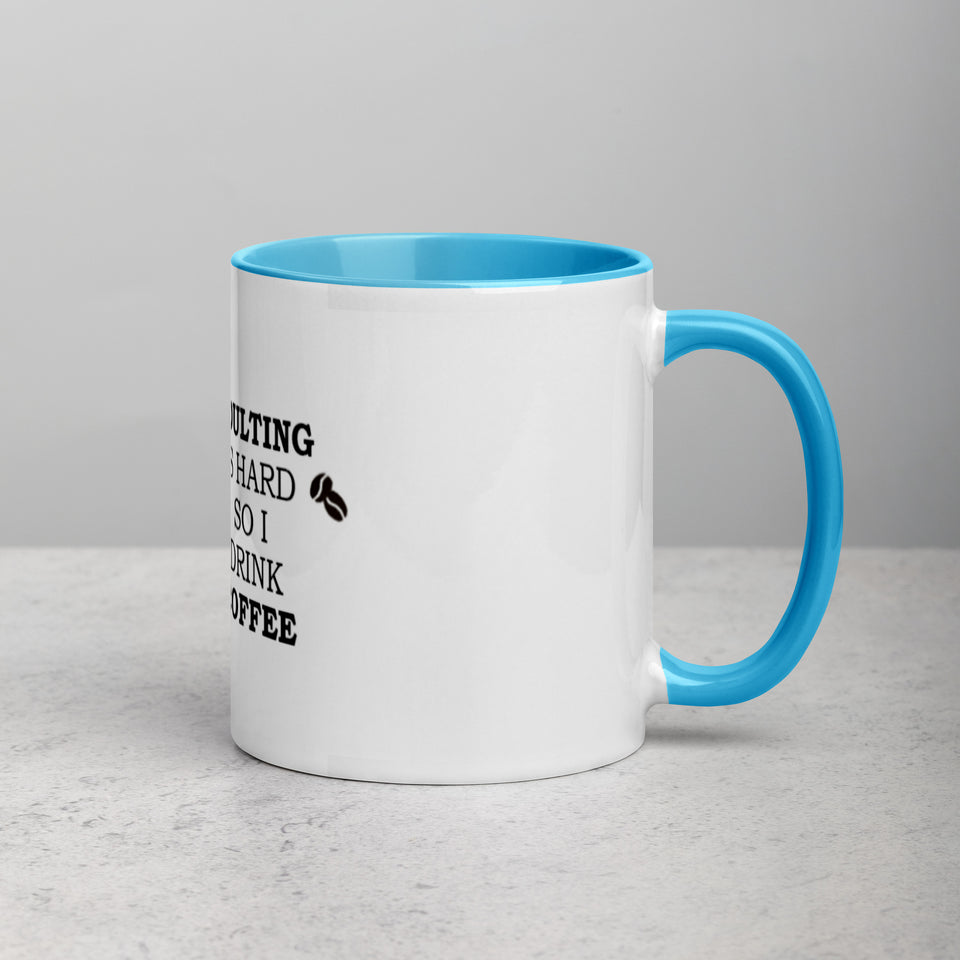 Adulting White Ceramic Mug with Dark Colour Inside