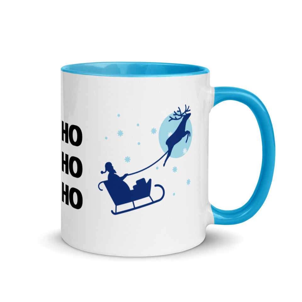 Ho Ho Ho Mug with Colour Inside, Christmas Mug, Christmas gift