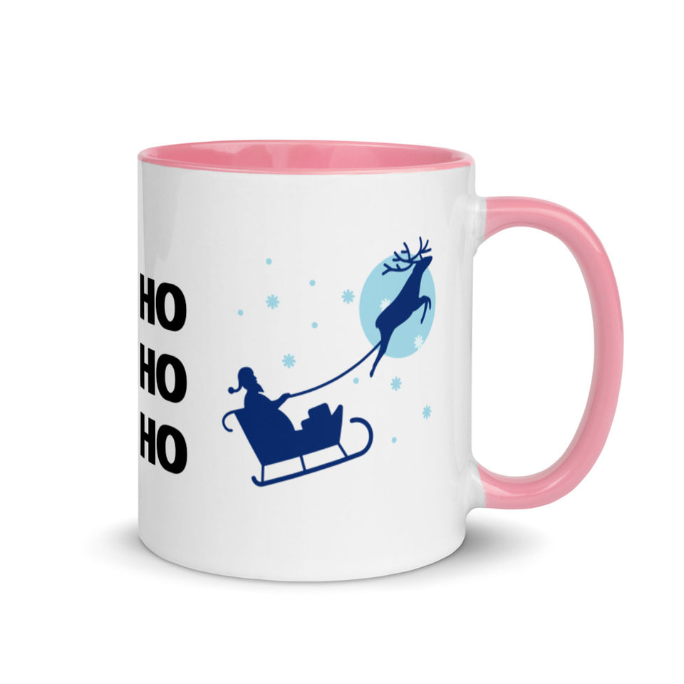 Ho Ho Ho Mug with Colour Inside, Christmas Mug, Christmas gift