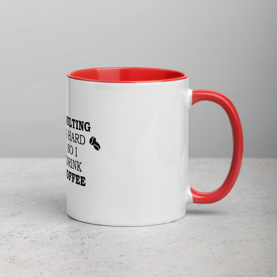 Adulting White Ceramic Mug with Dark Colour Inside