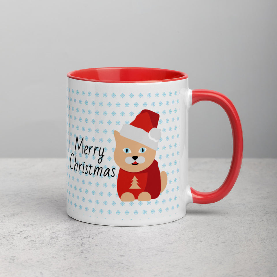 Christmas Mug with Coloured Inside, Merry Christmas Mug,