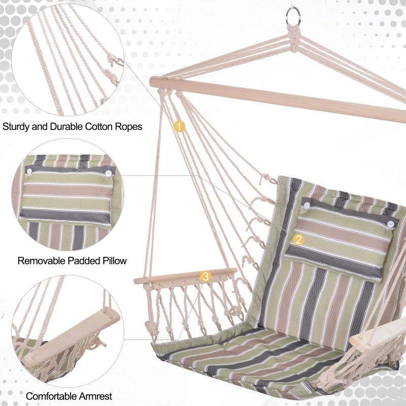 Outsunny hanging hammock chair with bright floral design, safe rope frame, and pillow top, measuring 100x106cm.