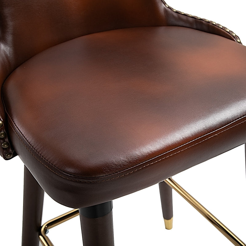 Set of 2 PU Leather Vintage Counter-Height Bar Chair