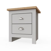 Light grey and oak effect bedroom nightstand with 2 drawers, modern Lavish Kitchen Isle bedside cabinet for stylish storage.