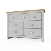 7 Drawer Chest of Drawers Stylish Bedroom Furniture Cabinet in Light Grey with Oak Top Storage Solution for Bedroom and Living Spaces