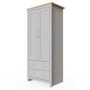 2 Door Wardrobe Light Grey & Oak with Rail & Drawers – Ite Bedroom Storage - Lavish Kitchen Isle
