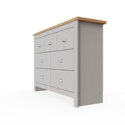 7 Drawer Chest of Drawers Stylish Bedroom Furniture Cabinet in Light Grey with Oak Top Storage Solution for Bedroom and Living Spaces