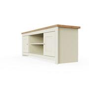 Ite Cream and Oak Effect TV Stand Cabinet Unit Modern Media Storage for Living Room - Lavish Kitchen Isle