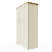 Lavish Kitchen Isle Ite 3-door wardrobe in cream and oak with hanging rail, shelves, and storage drawers.