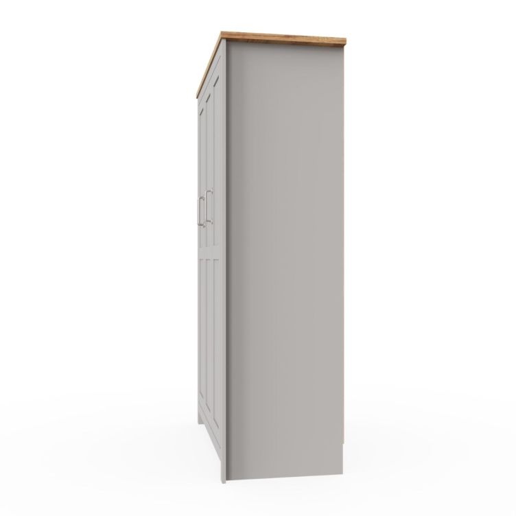 3 Door Wardrobe with Hanging Rail and Shelving Ite Range Light Grey & Oak Effect Bedroom Storage Cupboard