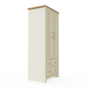 Lavish Kitchen Isle cream and oak effect 2-door wardrobe with hanging rail, shelving, and drawers for stylish storage.