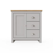 Sideboard Cabinet with 1 Door and 3 Solid Drawers Storage Buffet Unit for Living and Dining Room Furniture in Cream