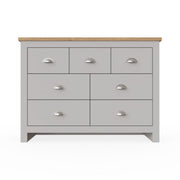 7 Drawer Chest of Drawers Stylish Bedroom Furniture Cabinet in Light Grey with Oak Top Storage Solution for Bedroom and Living Spaces