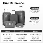4-Piece Luggage Set - Durable PP Suitcase with Travel Tote & Toiletry Kit (Rose Gold, Red, Grey) - Lavish Kitchen Isle