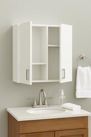 White Lavish Kitchen Isle wall-mounted cupboard, 59cm wide, multi-purpose storage cabinet, perfect for kitchen or bathroom organization.