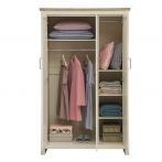 Lavish Kitchen Isle Ite 2-piece bedroom set with cream and oak finish, includes a 2+2 drawer chest and a single drawer bedside table.