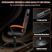 PU Leather Gaming Chair - Height Adjustable Swivel Office Chair with Metal Base (300lbs Capacity) - Lavish Kitchen Isle