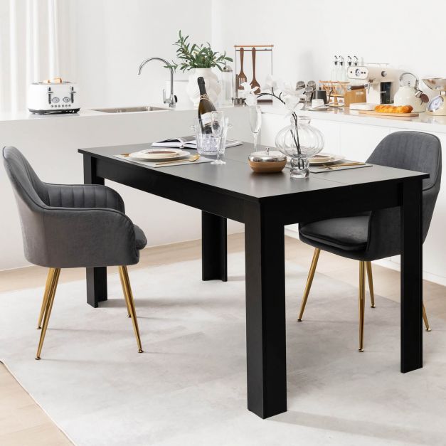 Rectangular Dinner Table with L-shaped Legs- Black