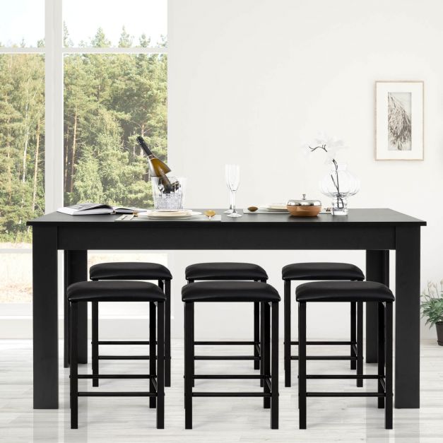 Rectangular Dinner Table with L-shaped Legs- Black