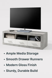 Cosmo Large TV Cabinet Grey and White Gloss - Lavish Kitchen Isle