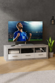 Cosmo Large TV Cabinet Grey and White Gloss - Lavish Kitchen Isle