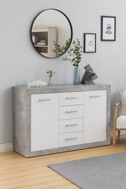 Cosmo Sideboard Grey and White Gloss with 2 doors  4 Drawers - Lavish Kitchen Isle