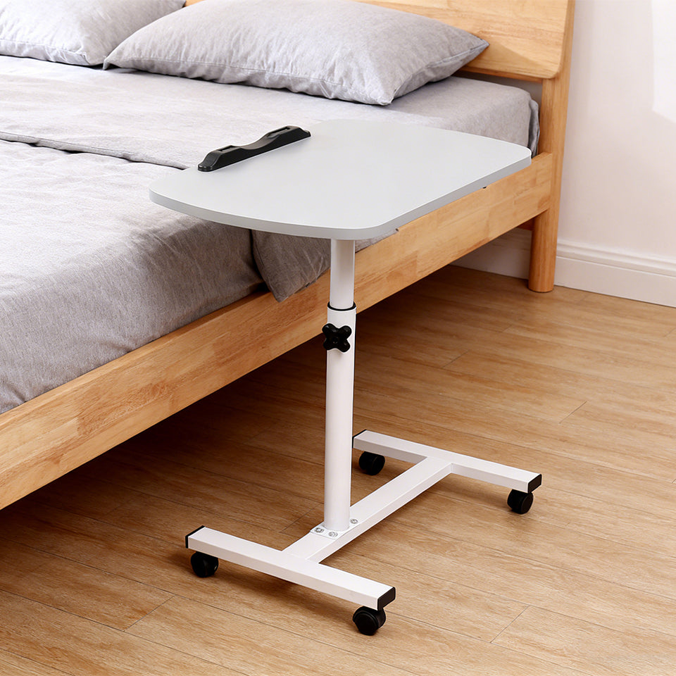 Adjustable Overbed Table Tray with Wheels for Home Use or Medical - Grey