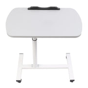 Grey adjustable overbed table tray with wheels, suitable for home or medical use, featuring a sleek design by Lavish Kitchen Isle.