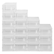 Shoe Storage Boxes 18 Pack Clear Plastic Stackable - White - Lavish Kitchen Isle