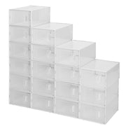 Shoe Storage Boxes 18 Pack Clear Plastic Stackable - White - Lavish Kitchen Isle