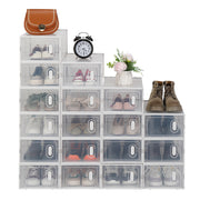 Shoe Storage Boxes 18 Pack Clear Plastic Stackable - White - Lavish Kitchen Isle