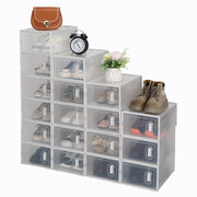 Shoe Storage Boxes 18 Pack Clear Plastic Stackable - White - Lavish Kitchen Isle