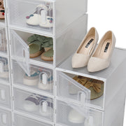 Shoe Storage Boxes 18 Pack Clear Plastic Stackable - White - Lavish Kitchen Isle